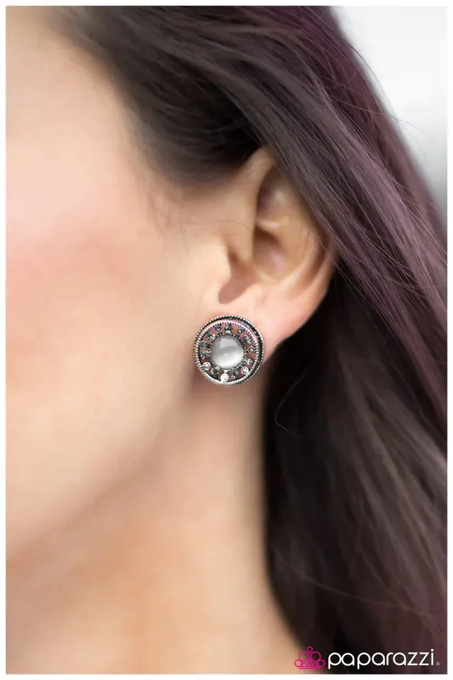 Paparazzi Earring ~ Crystal Castles - White