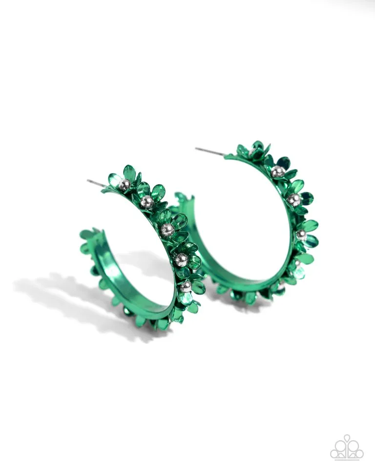 Paparazzi Earring ~ Fashionable Flower Crown - Green