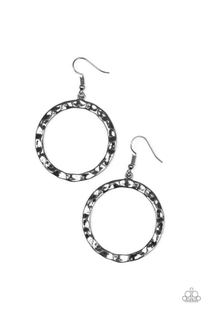 Paparazzi Earring ~ Hammer Time - Black