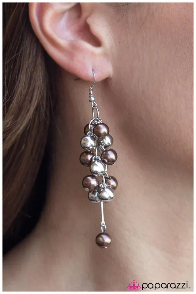 Paparazzi Earring ~ Pulling Away - Brown