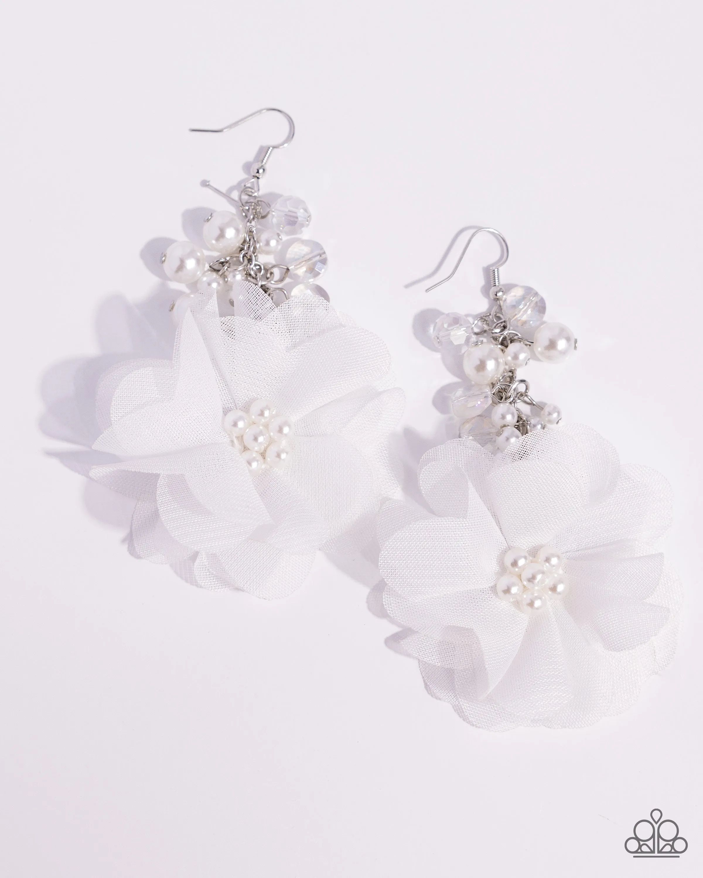 Paparazzi Fashionable Flower Girl - White Earrings