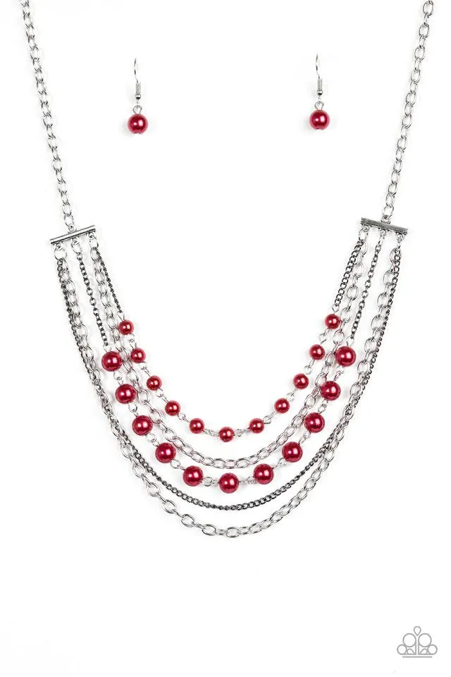 Paparazzi Necklace ~ Metro Modest - Red