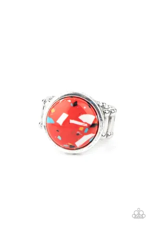 Paparazzi Ring ~ Marble Mosaic - Red