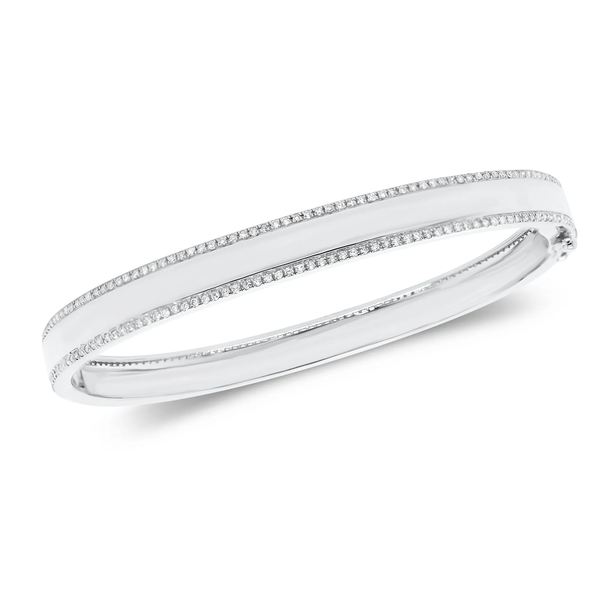 Pave Diamond Border Bangle Bracelet