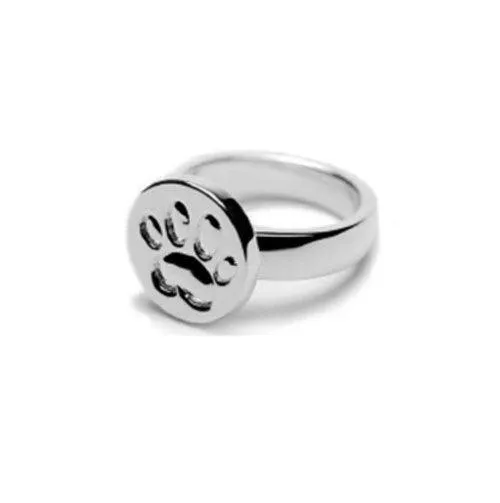 Paw Print Disc Ring Sterling Silver