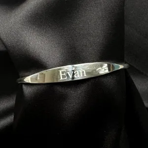 Personalized .925 Sterling Silver Thick Bangle Bracelet