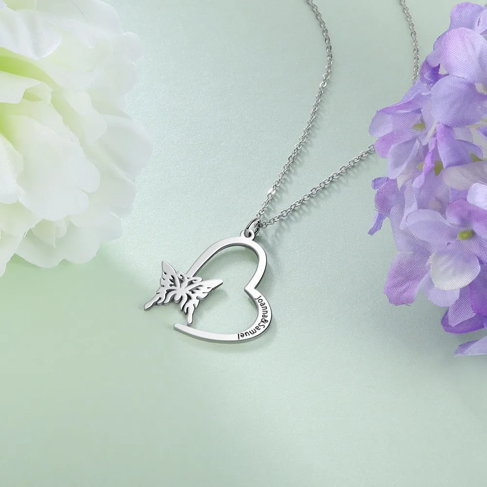 Personalized Butterfly Necklace With Name Engraving