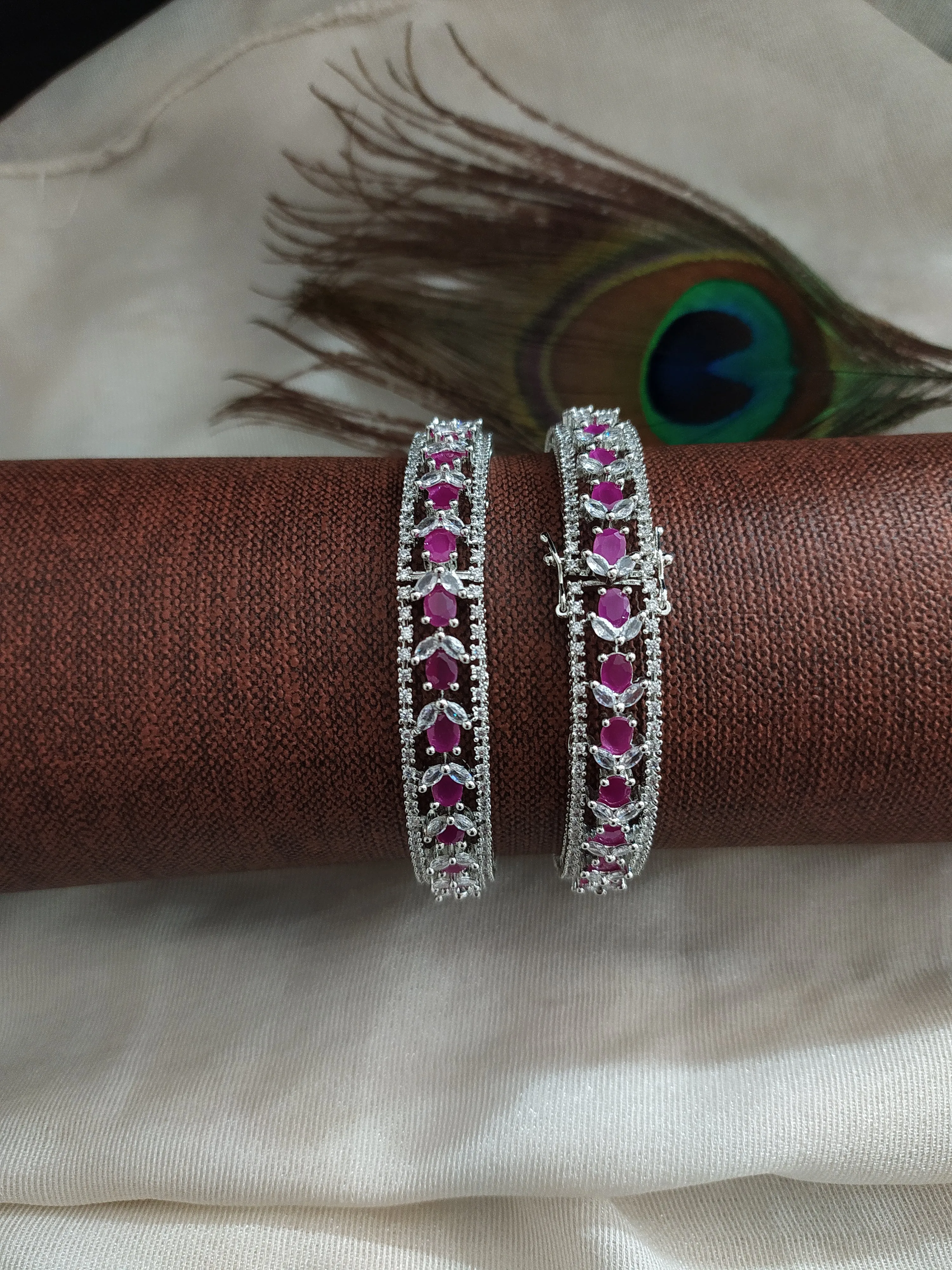 Premium Look Silver Plated Amazing Zircon Bangles