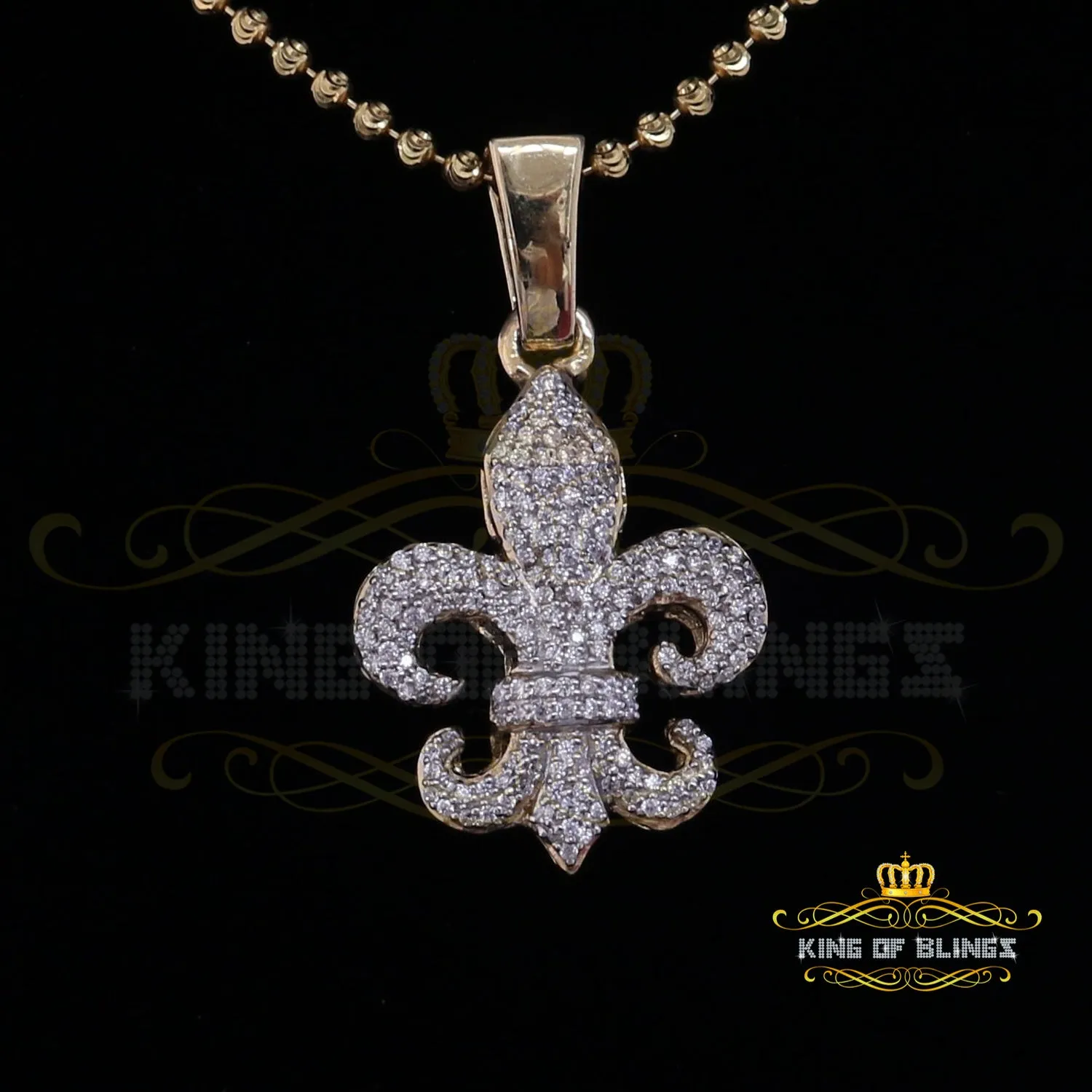 Promise Yellow Sterling Silver Fleur de Lis Pendant with 1.47ct Cubic Zirconia