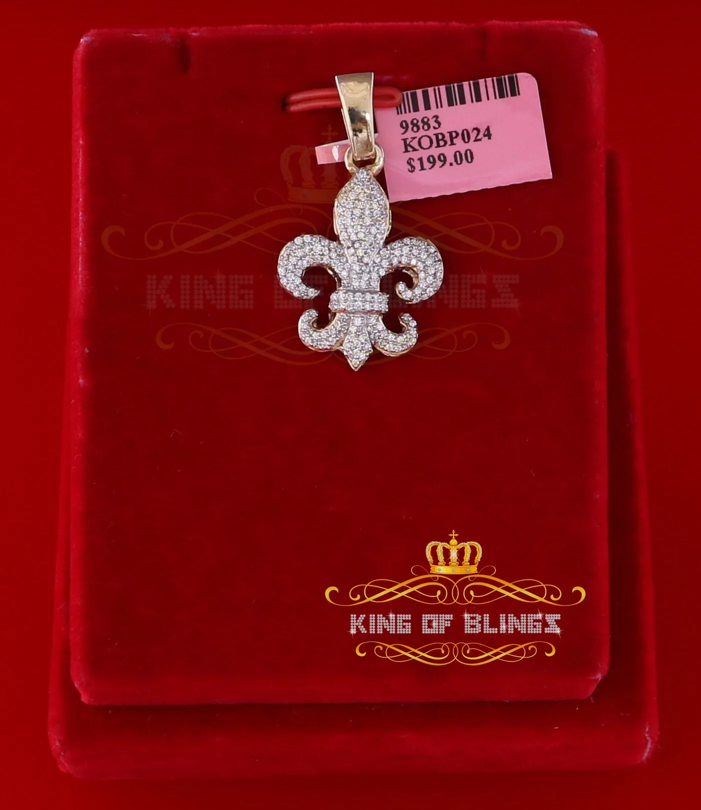 Promise Yellow Sterling Silver Fleur de Lis Pendant with 1.47ct Cubic Zirconia