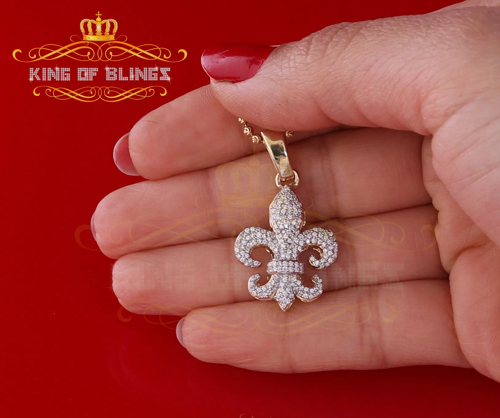 Promise Yellow Sterling Silver Fleur de Lis Pendant with 1.47ct Cubic Zirconia