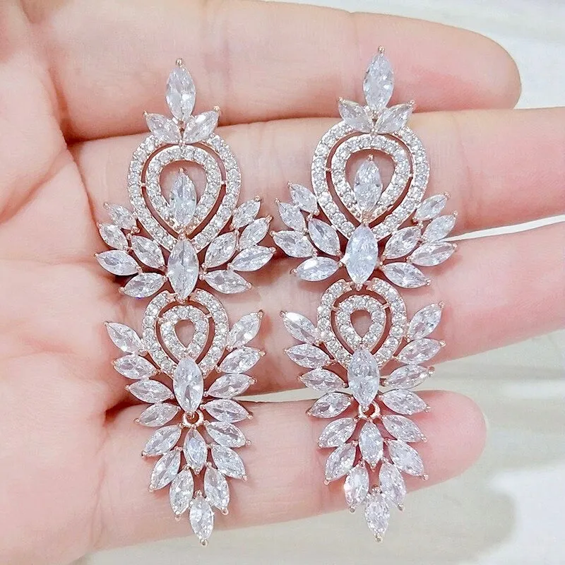 "Haylani" - Cubic Zirconia Bridal Earrings - Available in Silver, Rose Gold and Yellow Gold