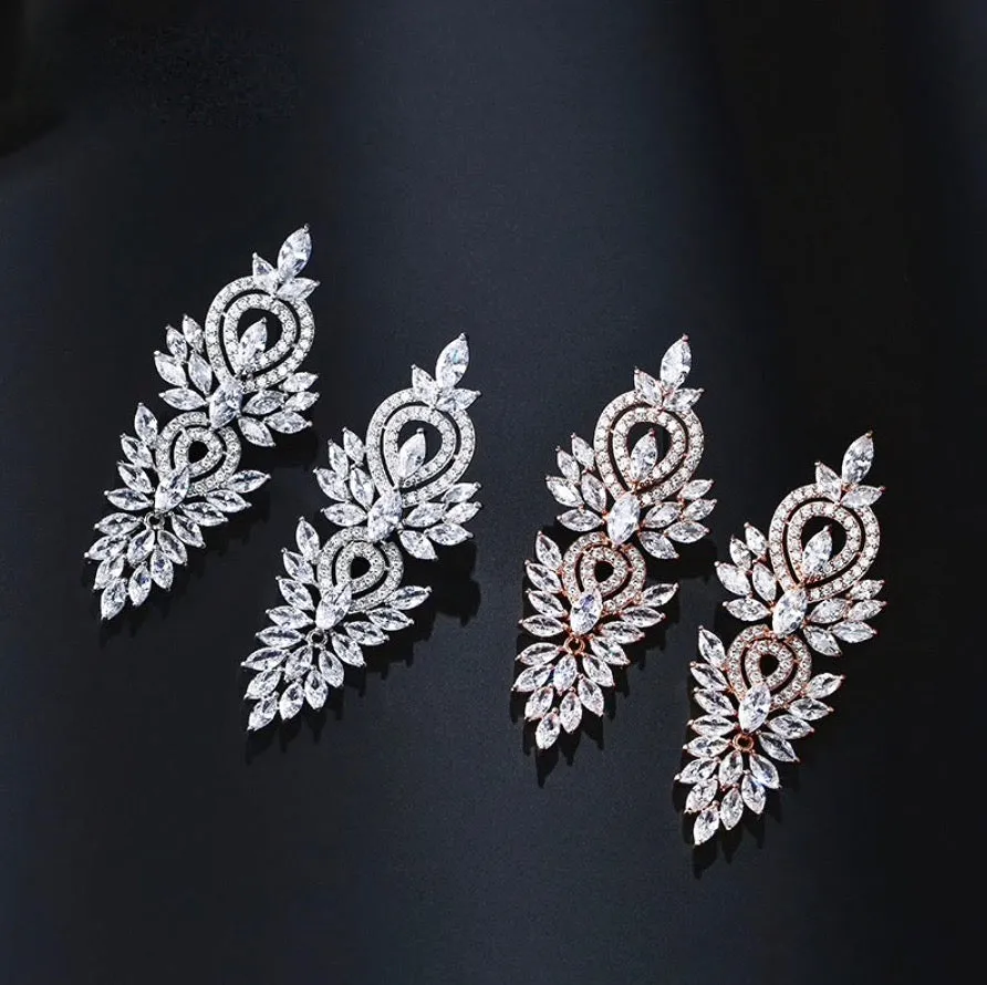 "Haylani" - Cubic Zirconia Bridal Earrings - Available in Silver, Rose Gold and Yellow Gold