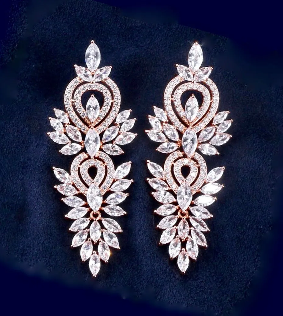 "Haylani" - Cubic Zirconia Bridal Earrings - Available in Silver, Rose Gold and Yellow Gold