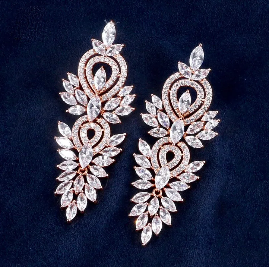 "Haylani" - Cubic Zirconia Bridal Earrings - Available in Silver, Rose Gold and Yellow Gold