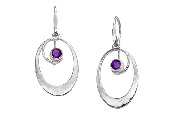 "Sophia" Oval Amethyst Drop Earrings