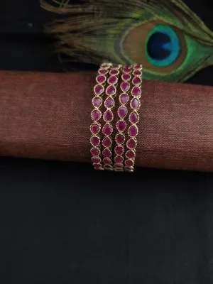 Radiant Choices Uncut Polki Mehandi Bangles (Ruby & Green)