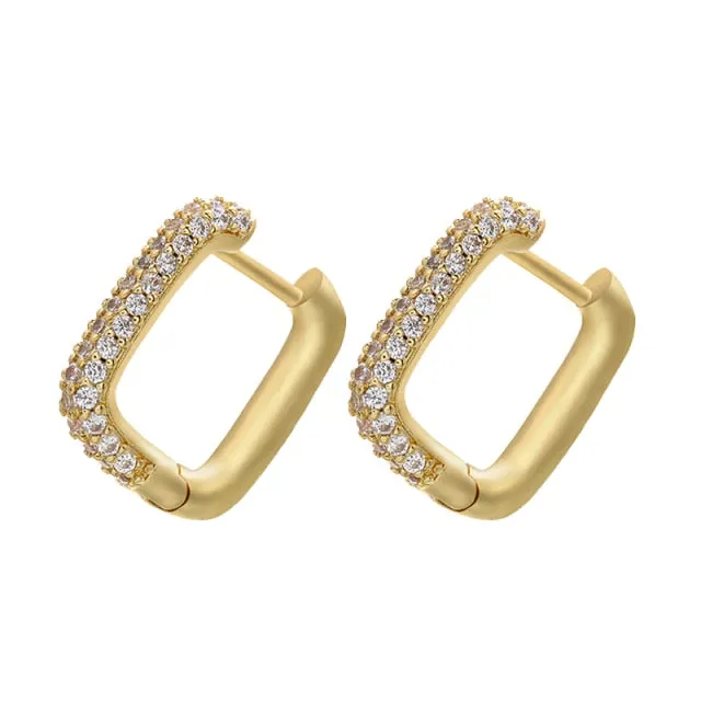 Rainbow U Shape Earrings for Women and Girls with Zircon in Gold Color