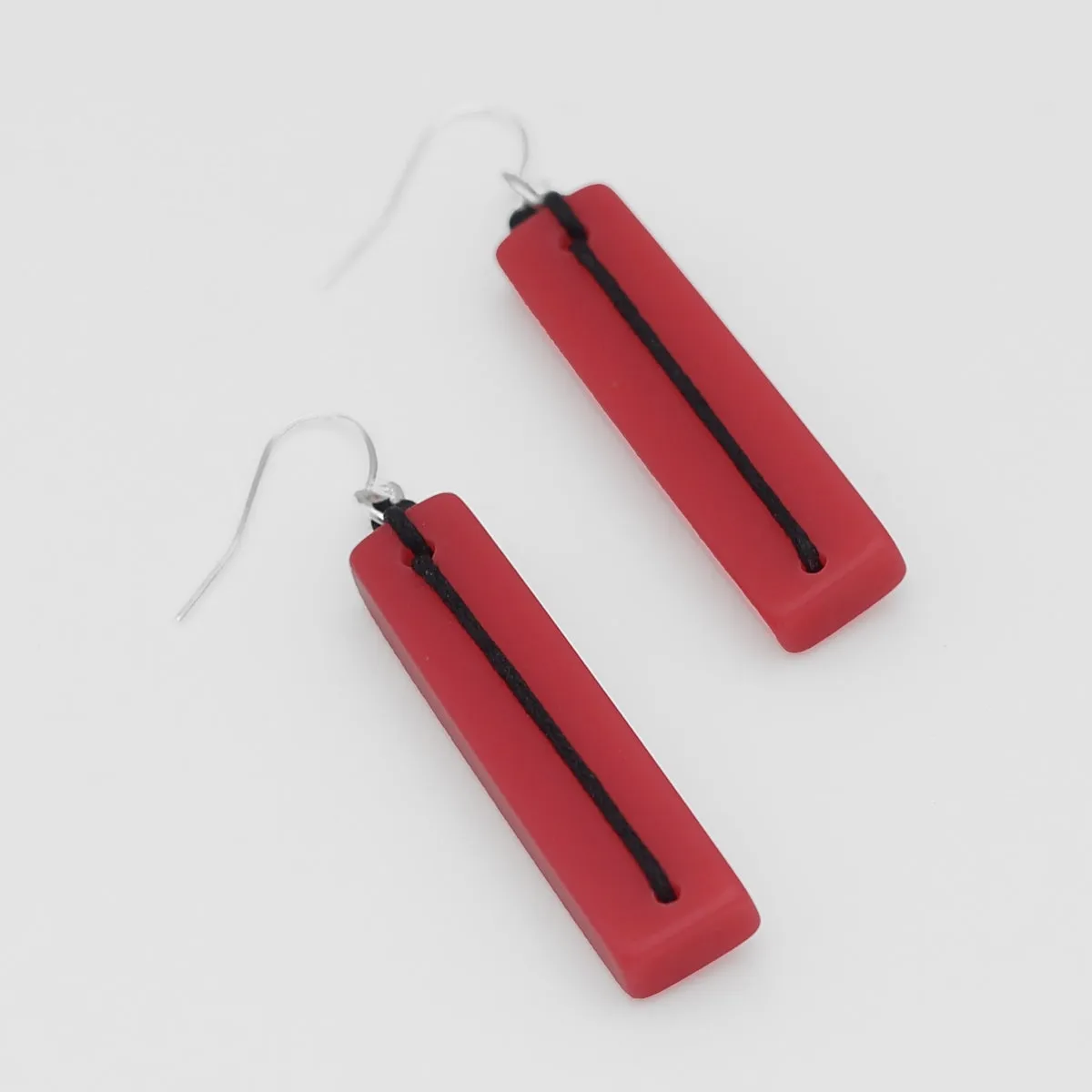 Raspberry Resin Bar Dangle Statement Earring