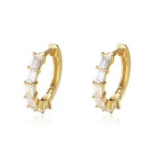 Rectangular Zircon Circle Silver Studs Earrings for Women