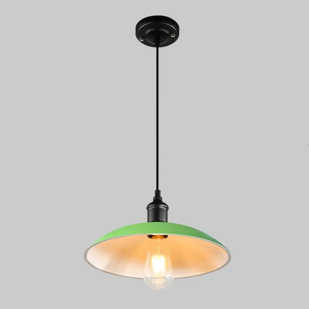 Retro Metallic Pot Cover Pendant Light for Restaurants - 1 Head Ceiling Suspension