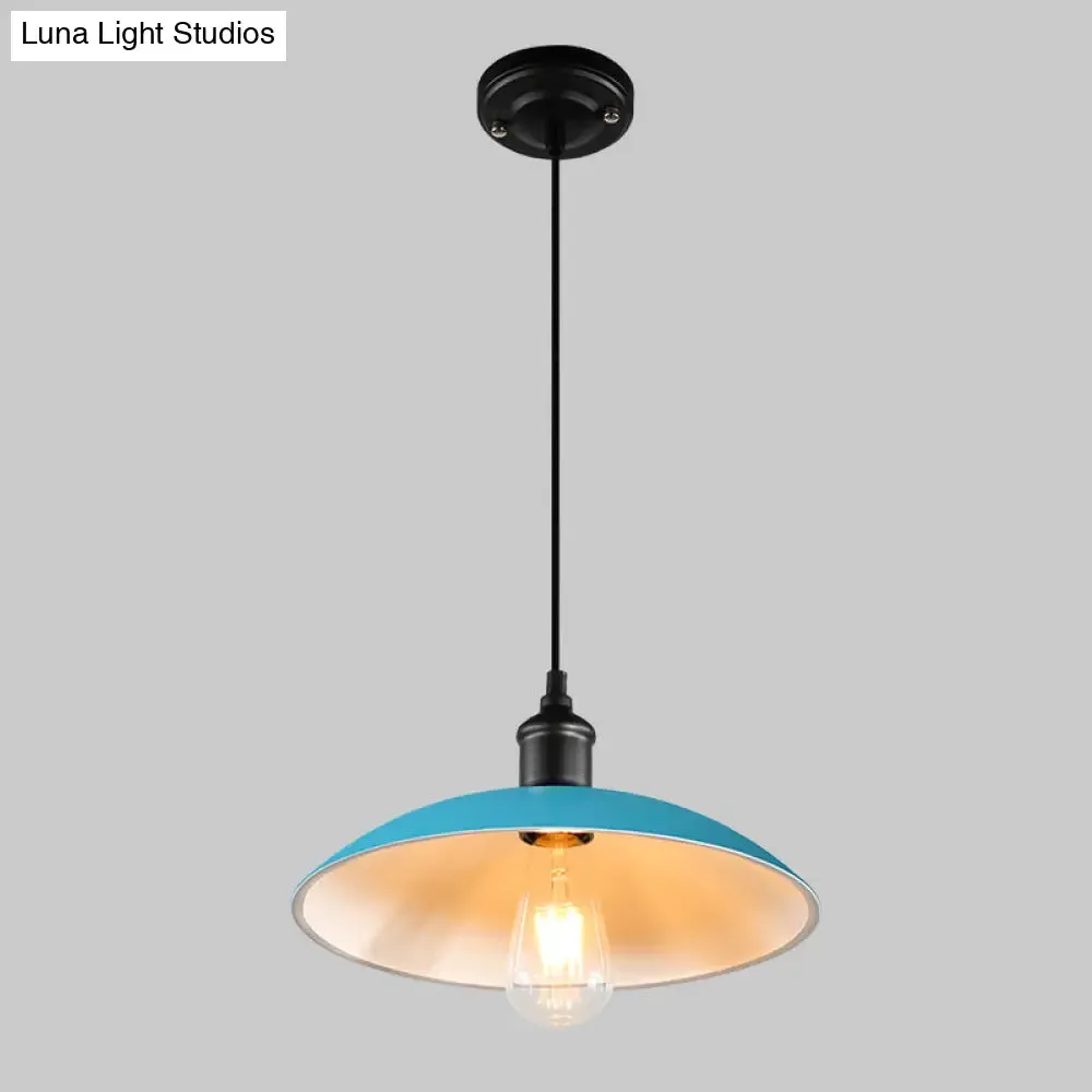 Retro Metallic Pot Cover Pendant Light for Restaurants - 1 Head Ceiling Suspension