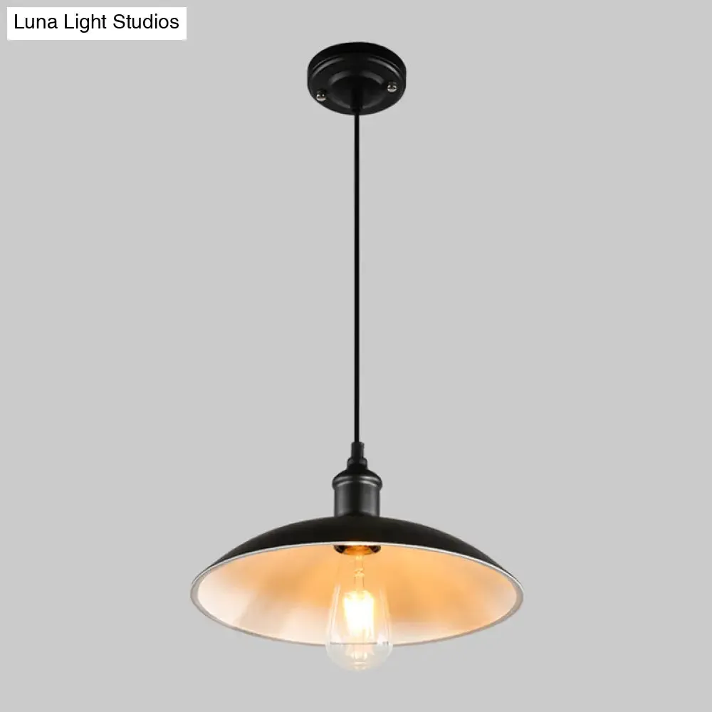 Retro Metallic Pot Cover Pendant Light for Restaurants - 1 Head Ceiling Suspension