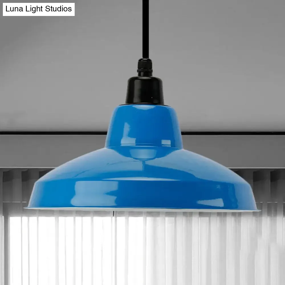 Retro Polished Black/White Bowl Pendant Light – Stylish 1-Head Indoor Ceiling Fixture