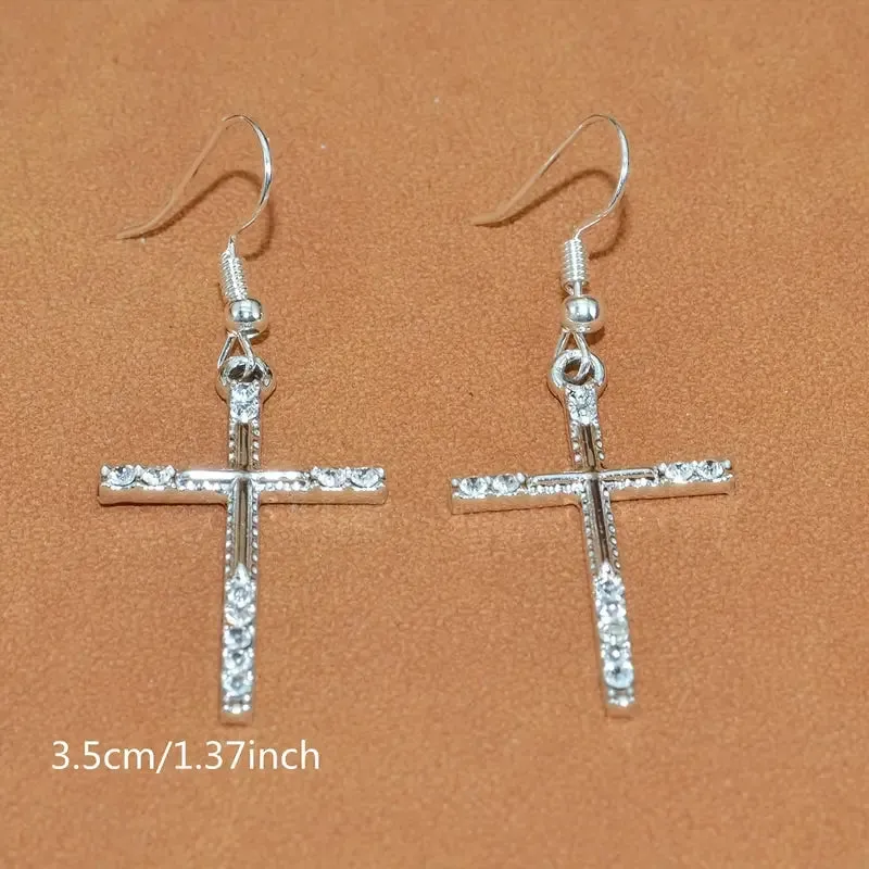 Rhinestone Cross Earrings