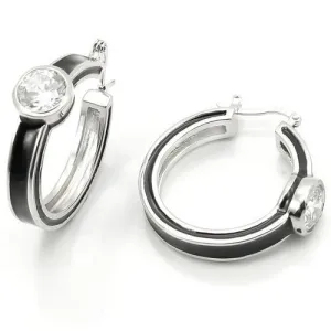 Rhodium 925 Sterling Silver Earrings with AAA Grade CZ in Clear for Women Clear Stone Color Style LOS173