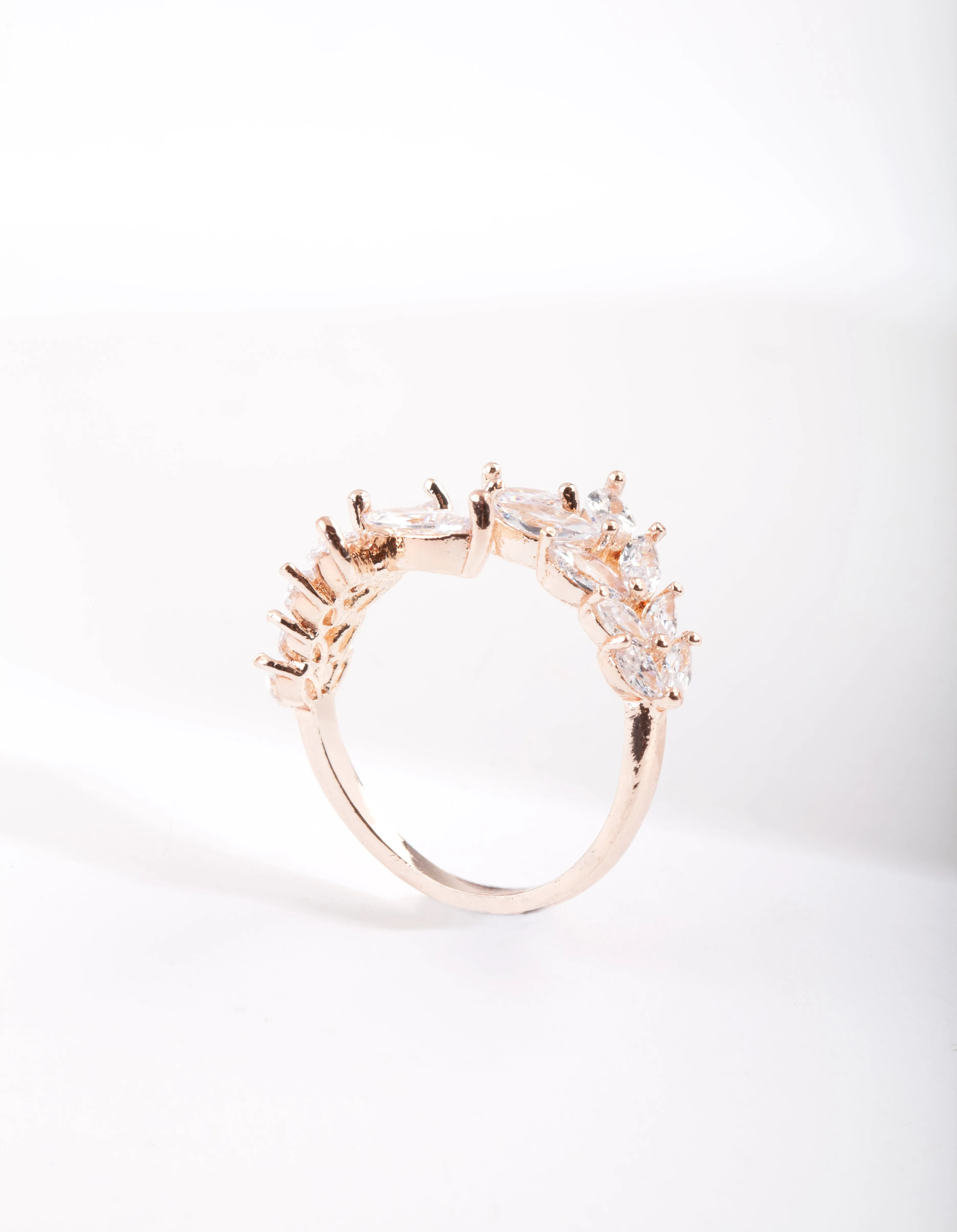 Rose Gold Cubic Zirconia Navette Wrap Ring