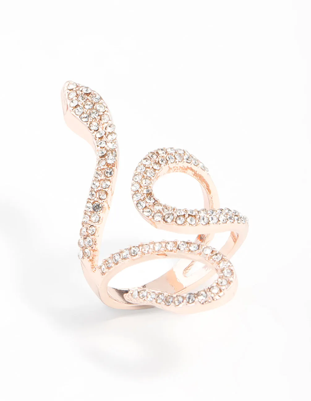 Rose Gold Diamante Snake Swirl Ring