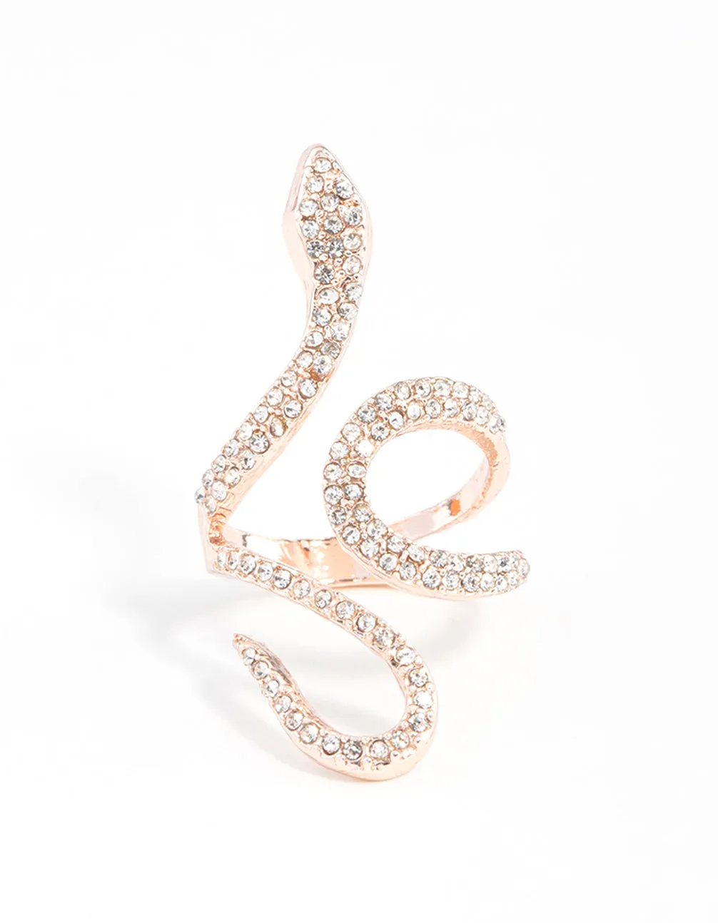 Rose Gold Diamante Snake Swirl Ring