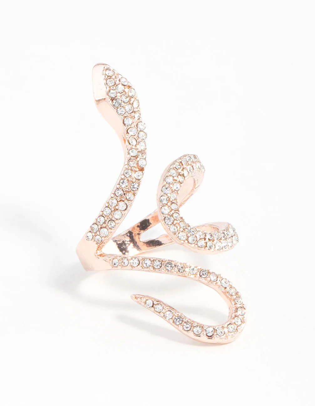 Rose Gold Diamante Snake Swirl Ring