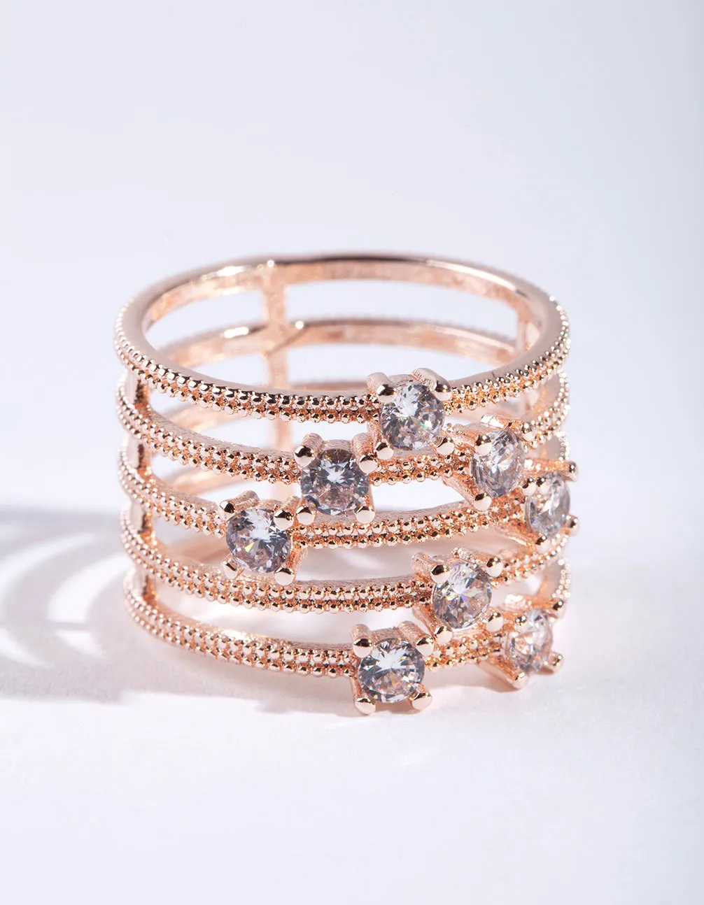 Rose Gold Diamante Stack Ring