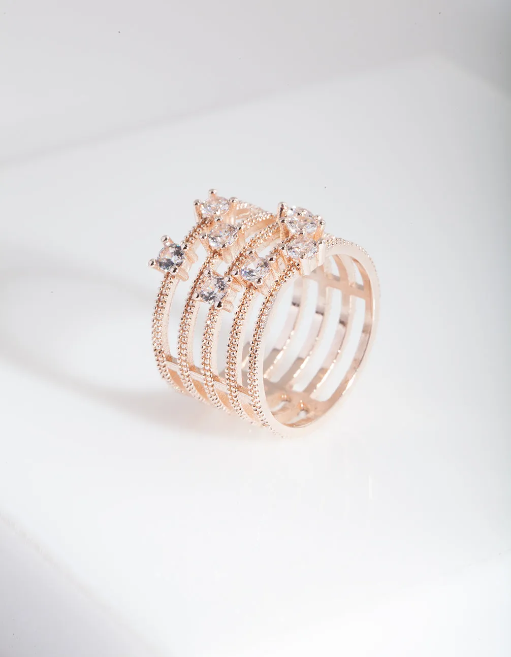 Rose Gold Diamante Stack Ring