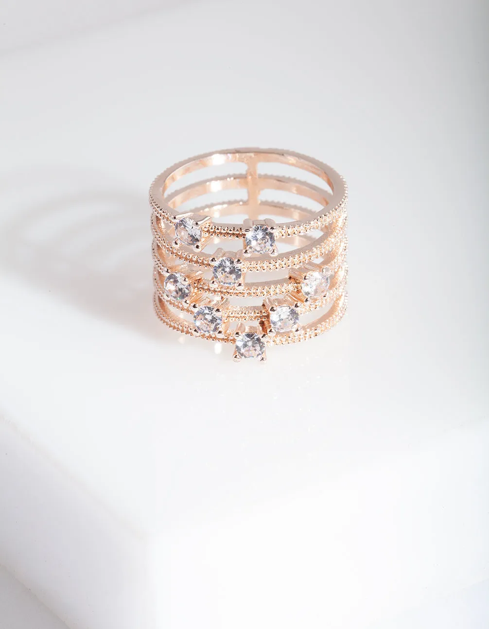 Rose Gold Diamante Stack Ring