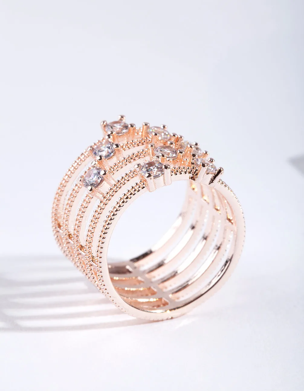 Rose Gold Diamante Stack Ring