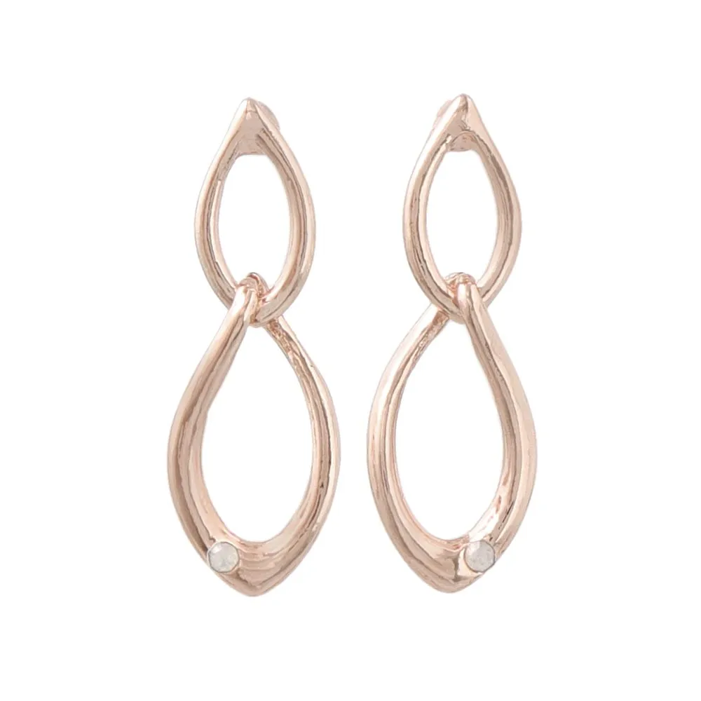 Rose Silver Inlaid Link Earrings