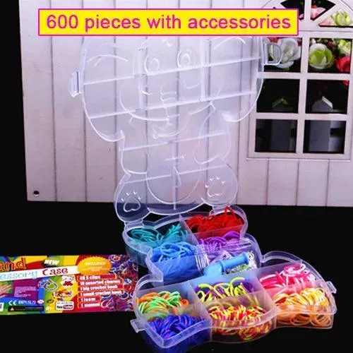 Rubber Band Bracelet Kit: Creative DIY Craft Set for Girls - Silicone Bands & Weaving Tools