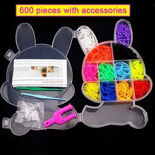 Rubber Band Bracelet Kit: Creative DIY Craft Set for Girls - Silicone Bands & Weaving Tools