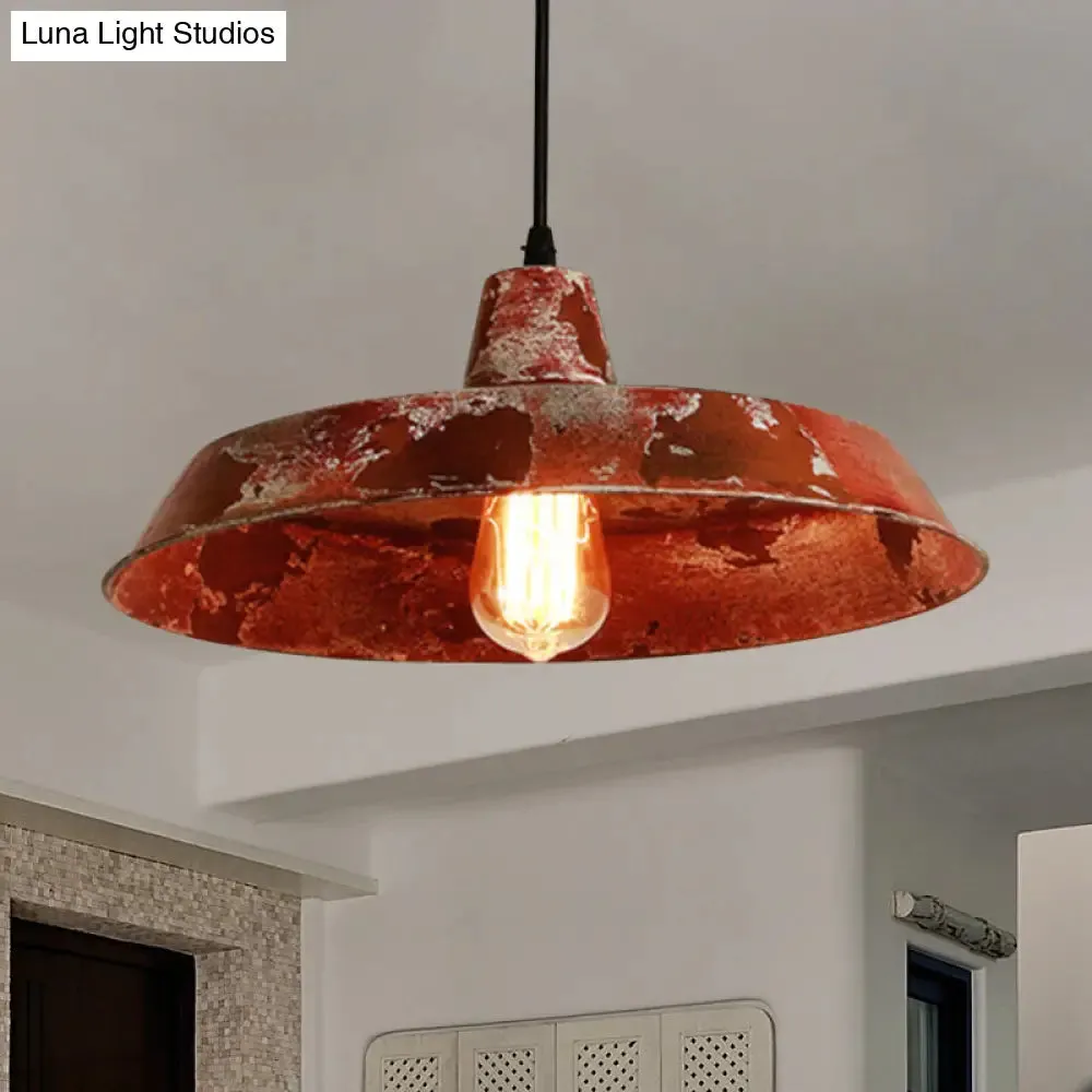 Rustic Barn Pendant Light: Farmhouse Style, 1 Bulb, Wrought Iron Hanging Lamp for Restaurants