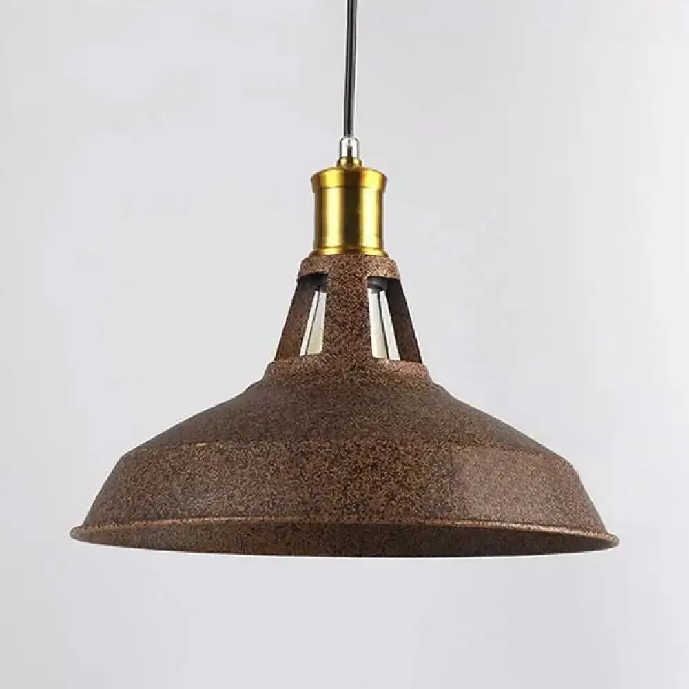 Rustic Copper/Beige/Rust/Gray Barn Pendant Light – Farmhouse-Wrought Iron 1-Light Fixture for Restaurants