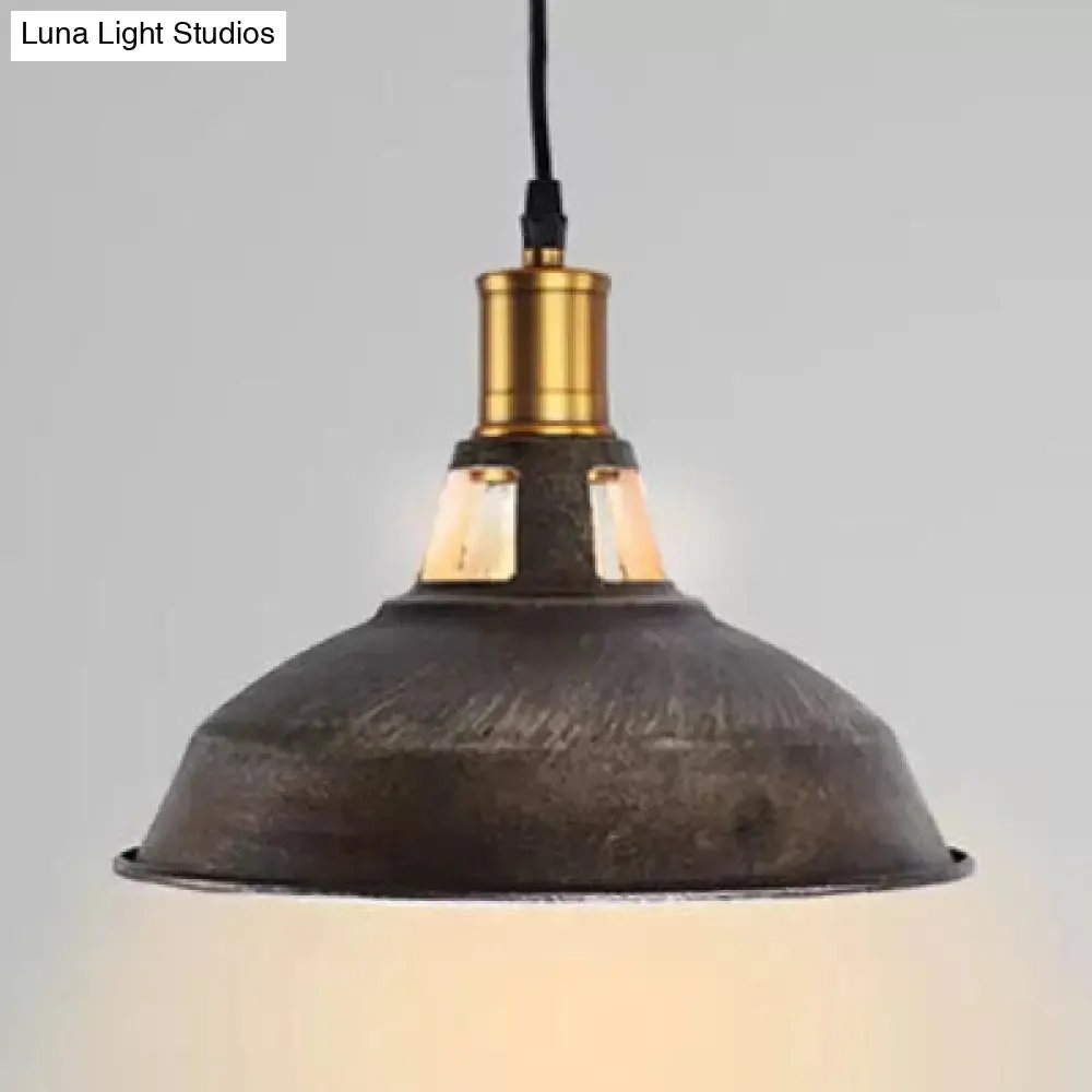 Rustic Copper/Beige/Rust/Gray Barn Pendant Light – Farmhouse-Wrought Iron 1-Light Fixture for Restaurants