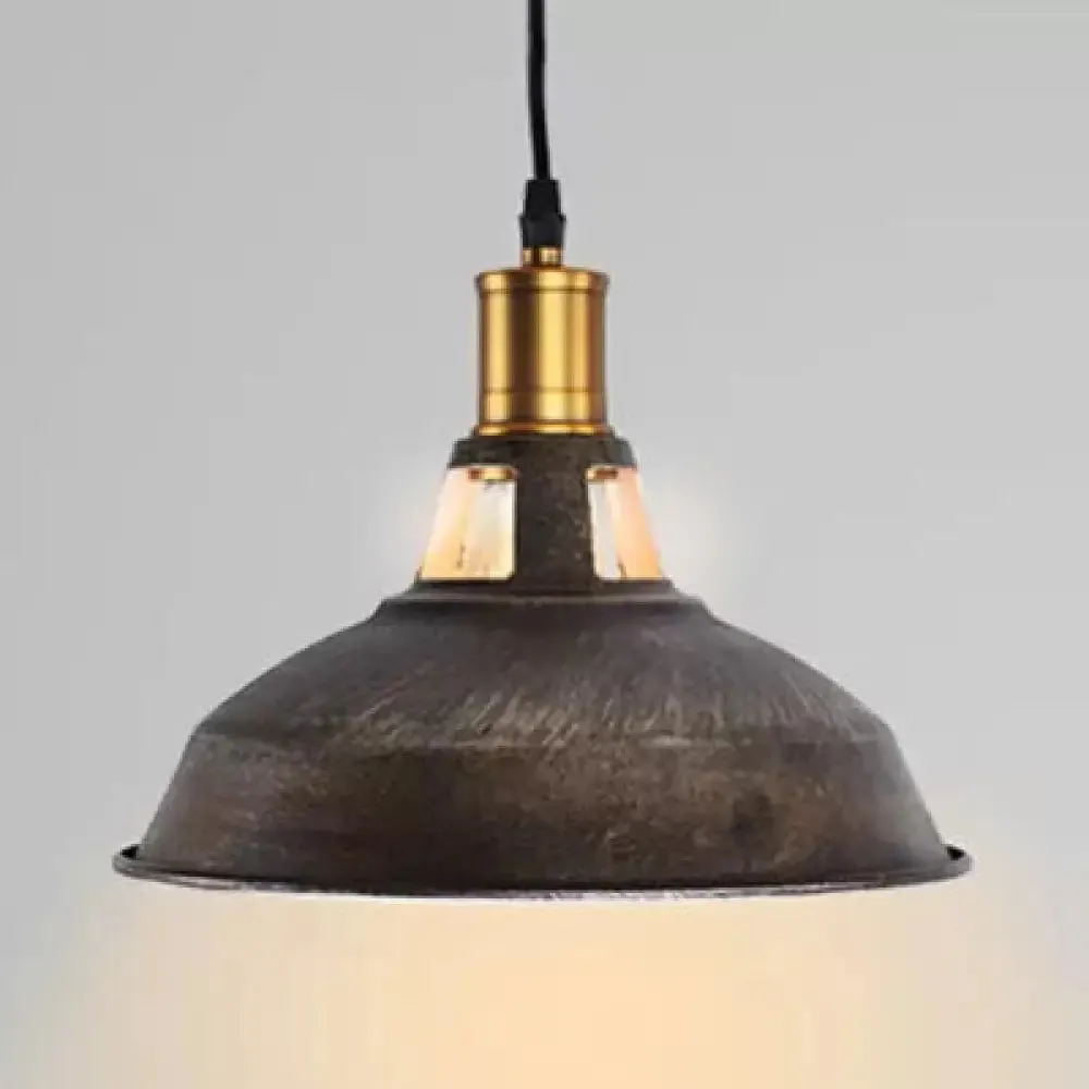 Rustic Copper/Beige/Rust/Gray Barn Pendant Light – Farmhouse-Wrought Iron 1-Light Fixture for Restaurants