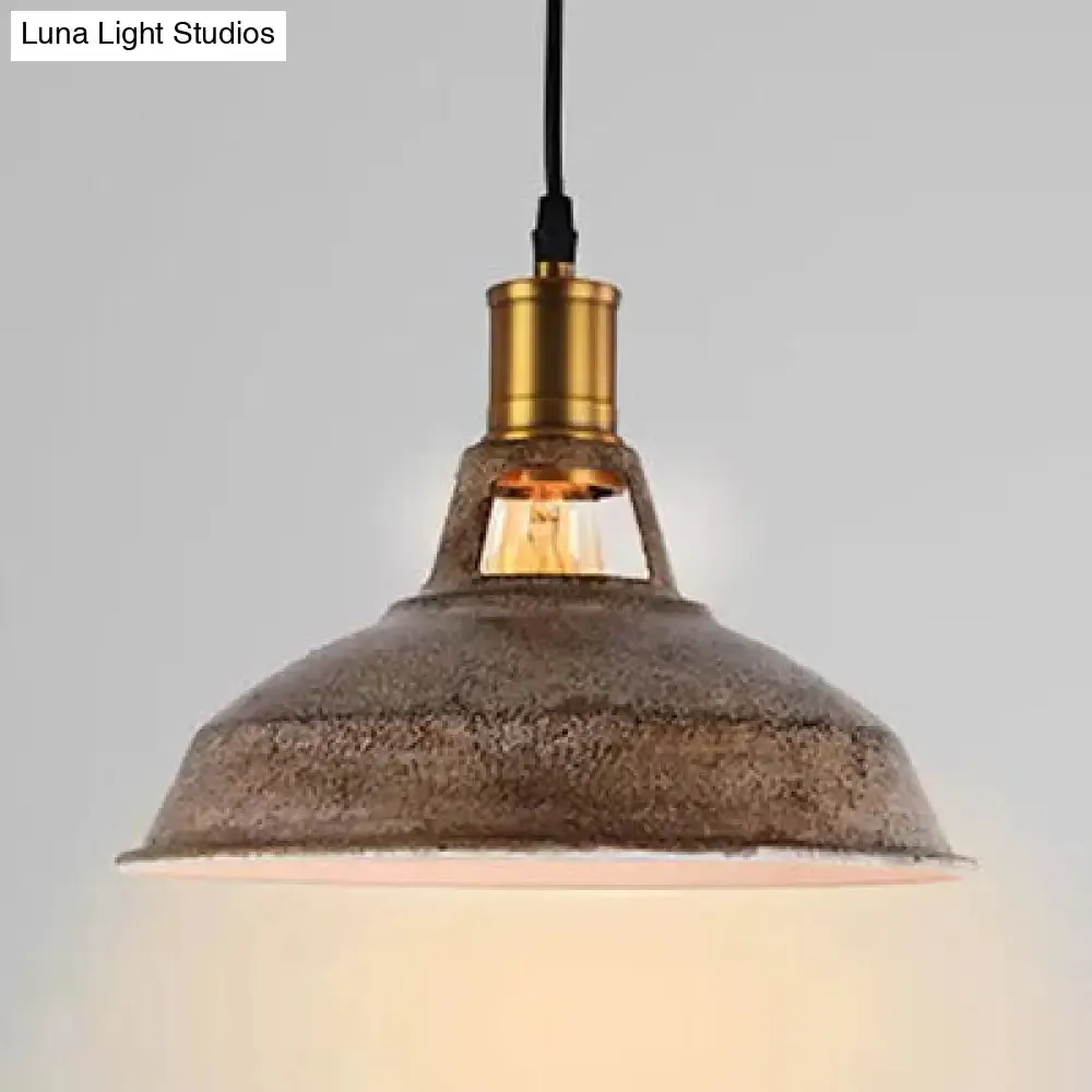 Rustic Copper/Beige/Rust/Gray Barn Pendant Light – Farmhouse-Wrought Iron 1-Light Fixture for Restaurants