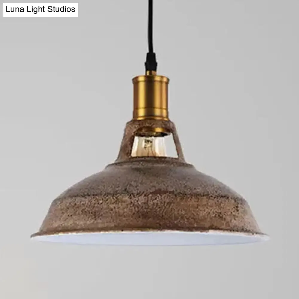 Rustic Copper/Beige/Rust/Gray Barn Pendant Light – Farmhouse-Wrought Iron 1-Light Fixture for Restaurants