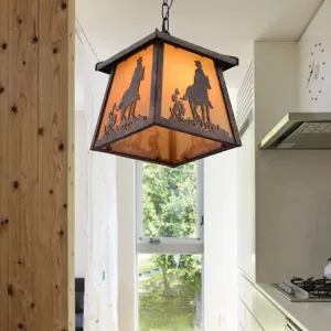 Rustic Countryside House Pendant Light Fixture – 1 Light Metal Hanging Lamp