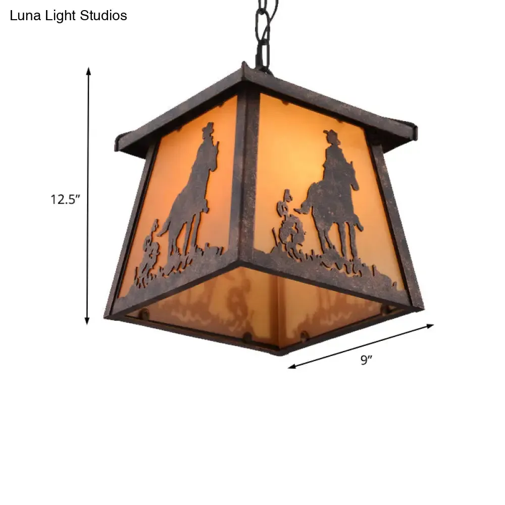 Rustic Countryside House Pendant Light Fixture – 1 Light Metal Hanging Lamp