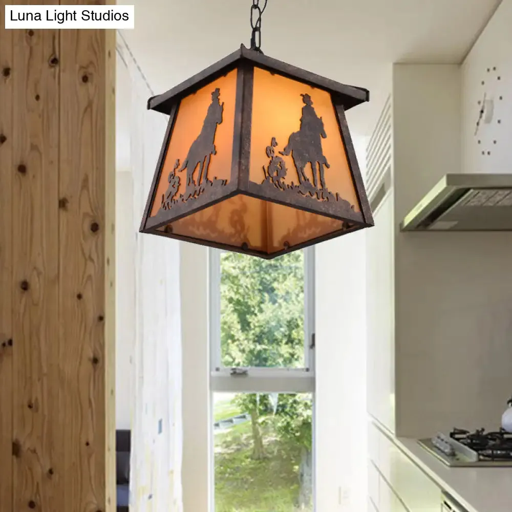 Rustic Countryside House Pendant Light Fixture – 1 Light Metal Hanging Lamp